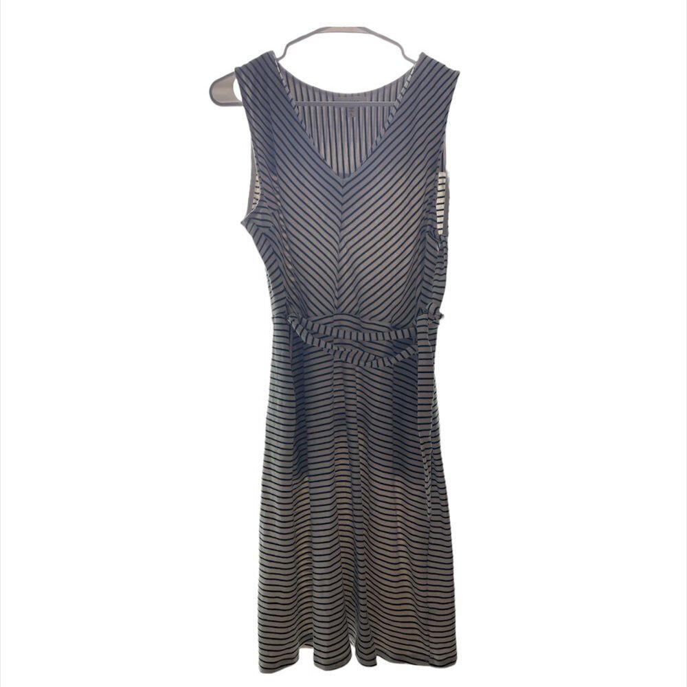 Monteau Navy and White Dress with Tie Ladies Large
